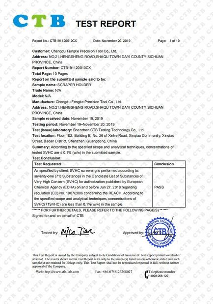 China Chengdu Fengke Precision Tool Co., Ltd. Certificações
